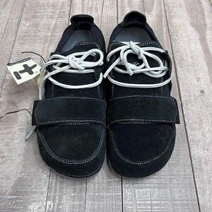 NWT OTZ‎ black suede flat casual shoes size 8 men 11 women